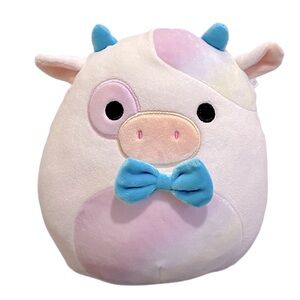 Squishmallows 8” Belozi The Rainbow Cow With Blue Bow Tie
